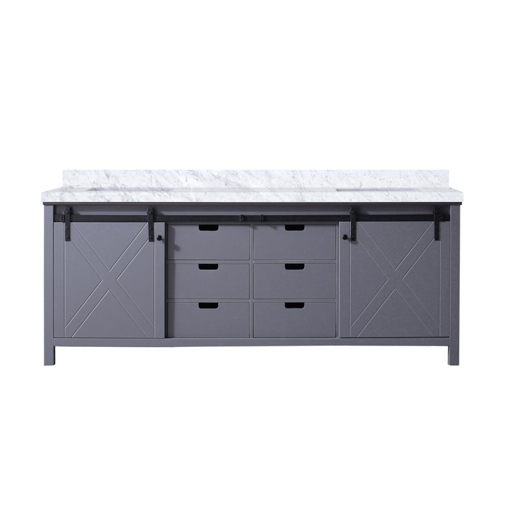 Marsyas 84 in W x 22 in. D Dark Grey Double Bath Vanity and Carrara Marble Countertop