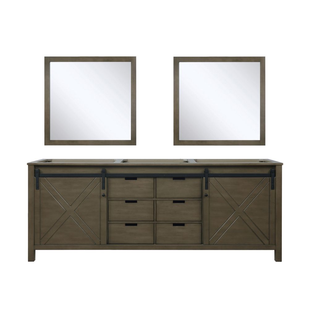 Marsyas 84 in W x 22 in. D Rustic Brown Double Bath Vanity and 34 in Mirrors