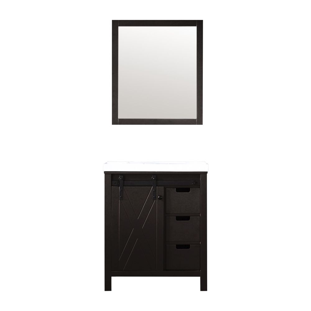 Marsyas 30 in W x 22 in. D Brown Bath Vanity, Cultured Marble Countertop and 28 in Mirror
