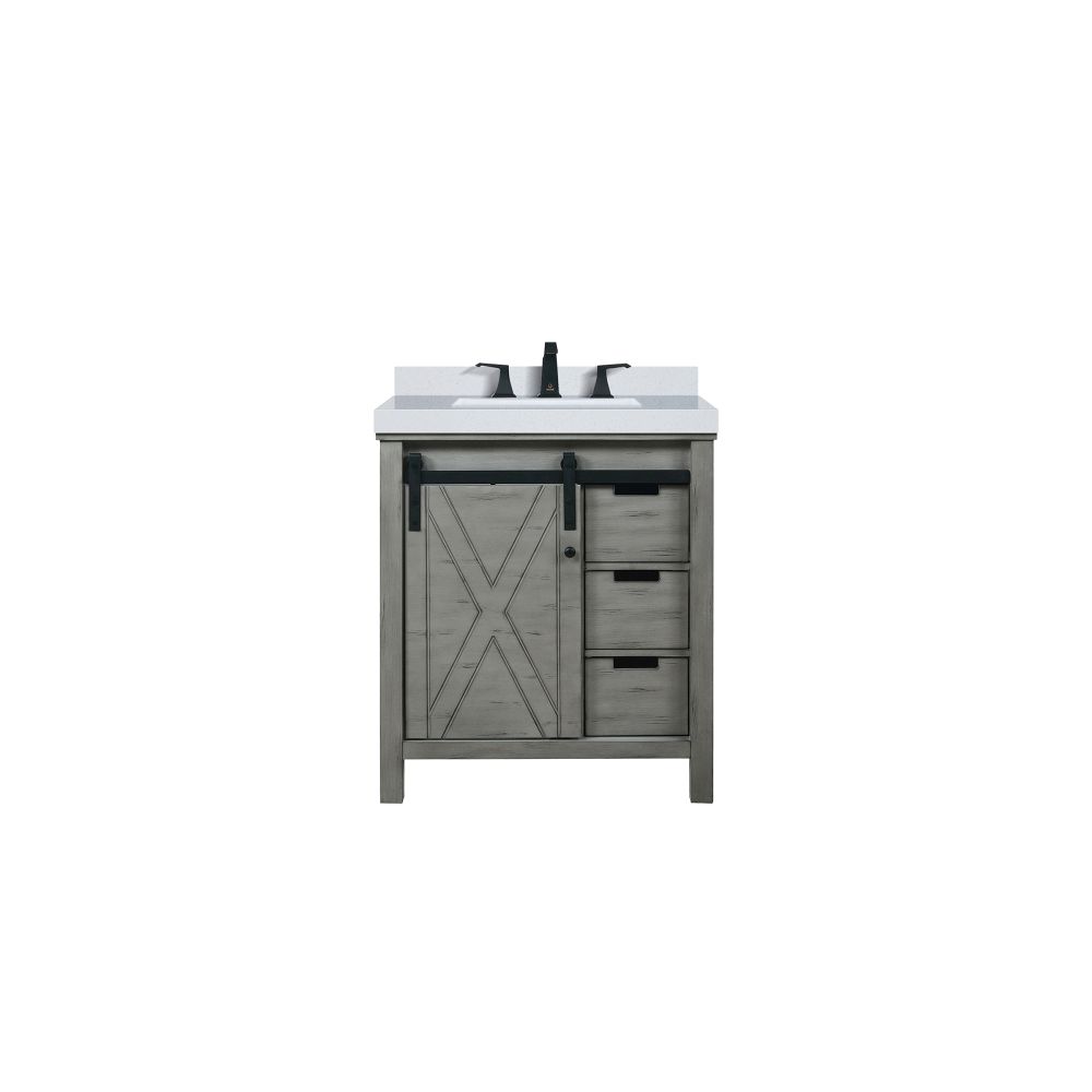 Marsyas 30 in W x 22 in. D Ash Grey Bath Vanity, White Quartz Countertop and Faucet Set
