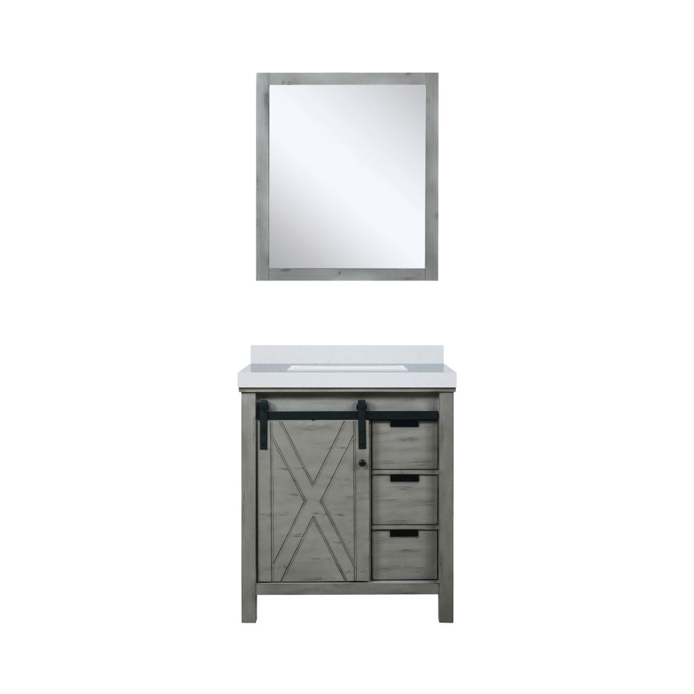 Marsyas 30 in W x 22 in. D Ash Grey Bath Vanity, Cultured Marble Countertop and 28 in Mirror