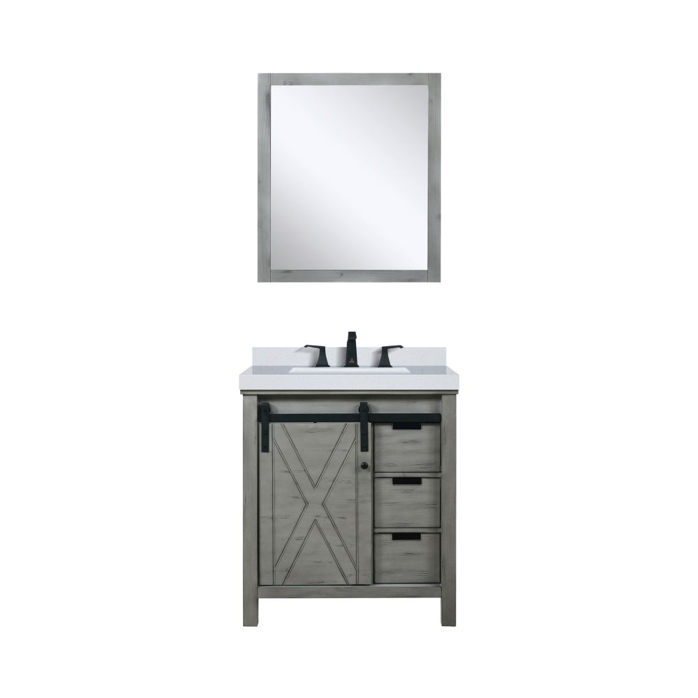 Marsyas 30 in W x 22 in. D Ash Grey Bath Vanity, Cultured Marble Countertop, Faucet Set and 28 in Mirror