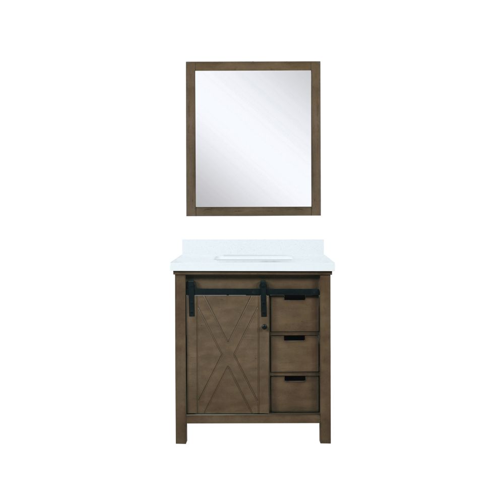 Marsyas 30 in W x 22 in. D Rustic Brown Bath Vanity, Cultured Marble Countertop and 28 in Mirror