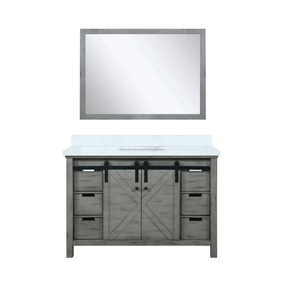 Marsyas 48 in W x 22 in. D Ash Grey Bath Vanity, Cultured Marble Countertop and 44 in Mirror