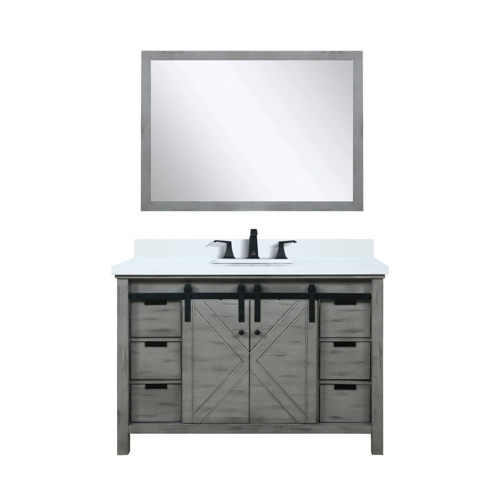 Marsyas 48 in W x 22 in. D Ash Grey Bath Vanity, Cultured Marble Countertop, Faucet Set and 44 in Mirror