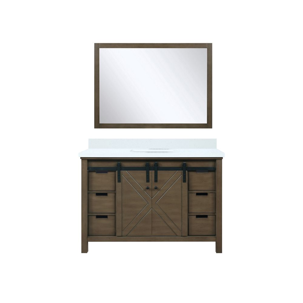 Marsyas 48 in W x 22 in. D Rustic Brown Bath Vanity, Cultured Marble Countertop and 44 in Mirror
