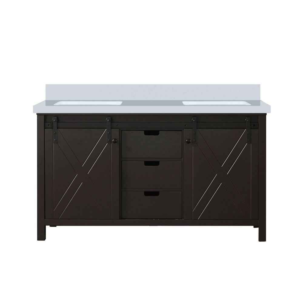 Marsyas 60 in W x 22 in. D Brown Double Bath Vanity and Cultured Marble Countertop