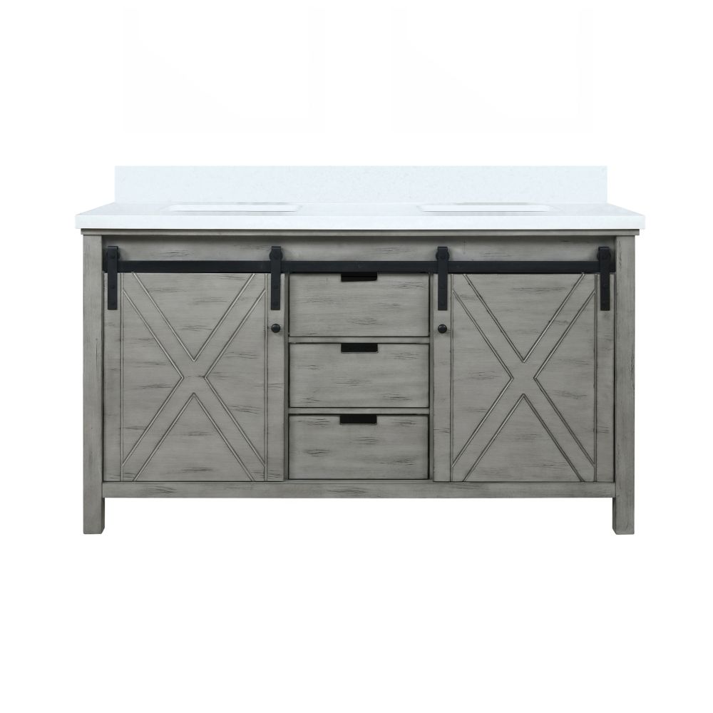 Marsyas 60 in W x 22 in. D Ash Grey Double Bath Vanity and Cultured Marble Countertop
