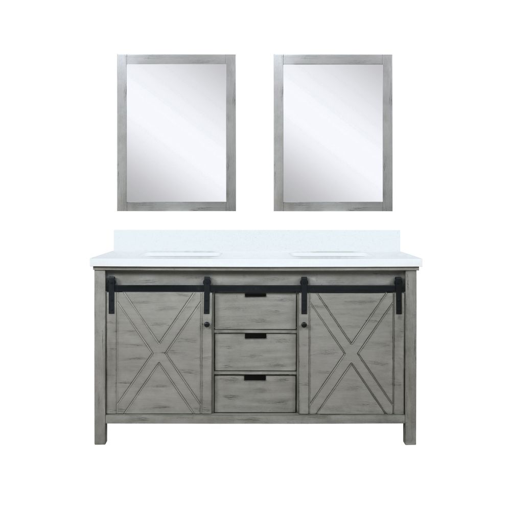 Marsyas 60 in W x 22 in. D Ash Grey Double Bath Vanity, Cultured Marble Countertop and 24 in Mirrors