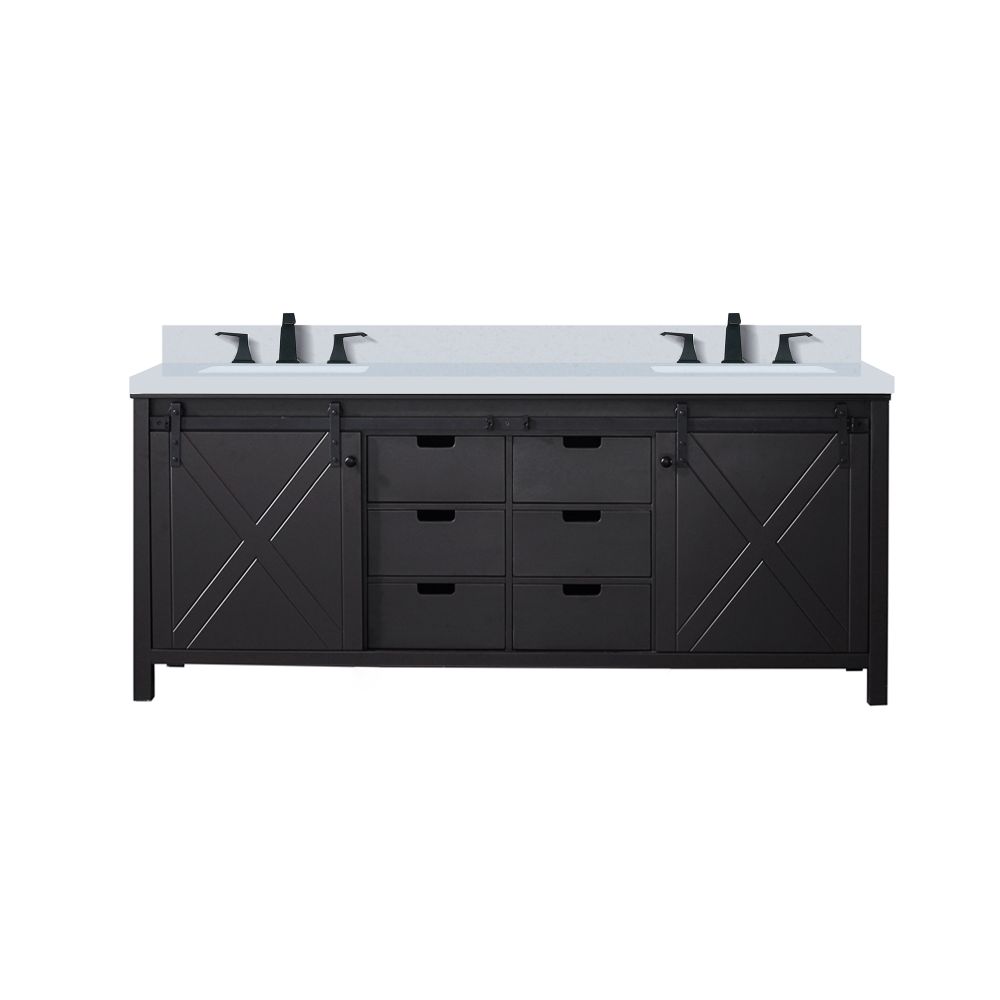 Marsyas 80 in W x 22 in. D Brown Double Bath Vanity, Cultured Marble Countertop and Faucet Set