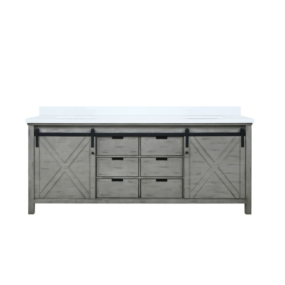Marsyas 80 in W x 22 in. D Ash Grey Double Bath Vanity and Cultured Marble Countertop