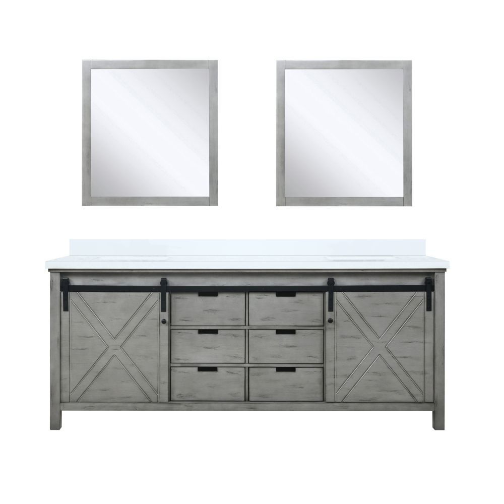 Marsyas 80 in W x 22 in. D Ash Grey Double Bath Vanity, Cultured Marble Countertop and 30 in Mirrors
