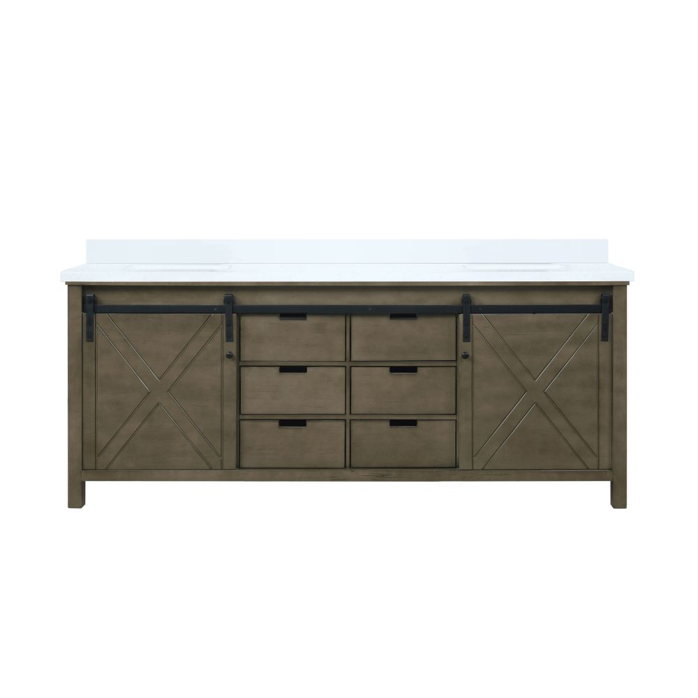 Marsyas 80 in W x 22 in. D Rustic Brown Double Bath Vanity and Cultured Marble Countertop