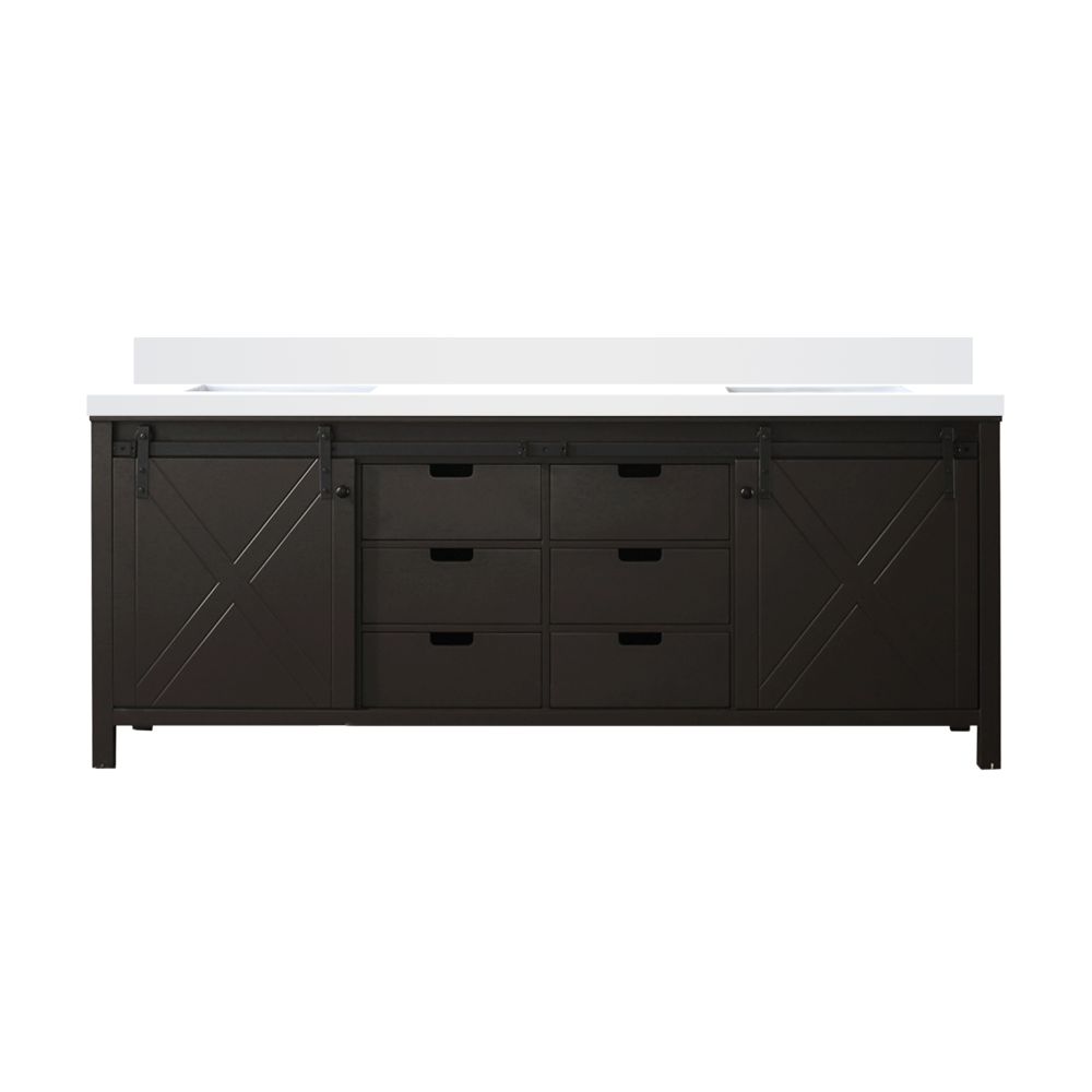 Marsyas 84 in W x 22 in. D Brown Double Bath Vanity and Cultured Marble Countertop