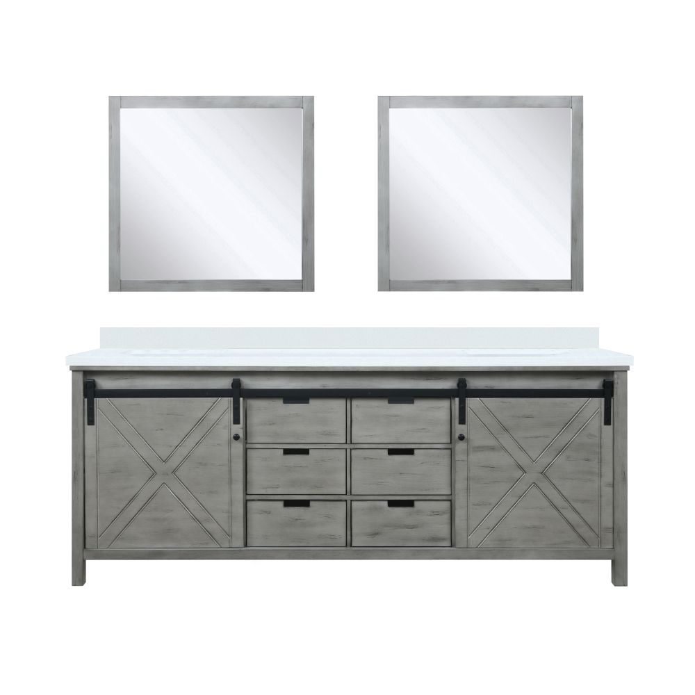 Marsyas 84 in W x 22 in. D Ash Grey Double Bath Vanity, Cultured Marble Countertop and 34 in Mirrors