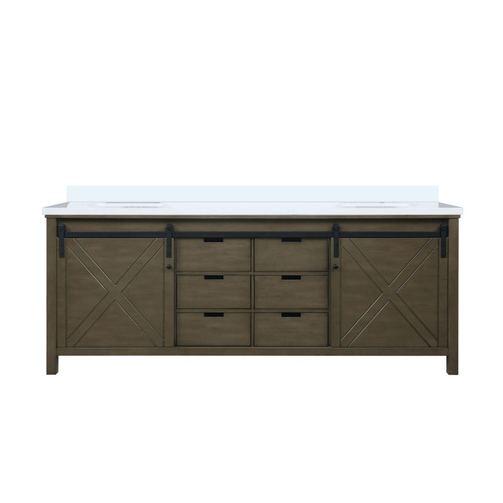Marsyas 84 in W x 22 in. D Rustic Brown Double Bath Vanity and Cultured Marble Countertop