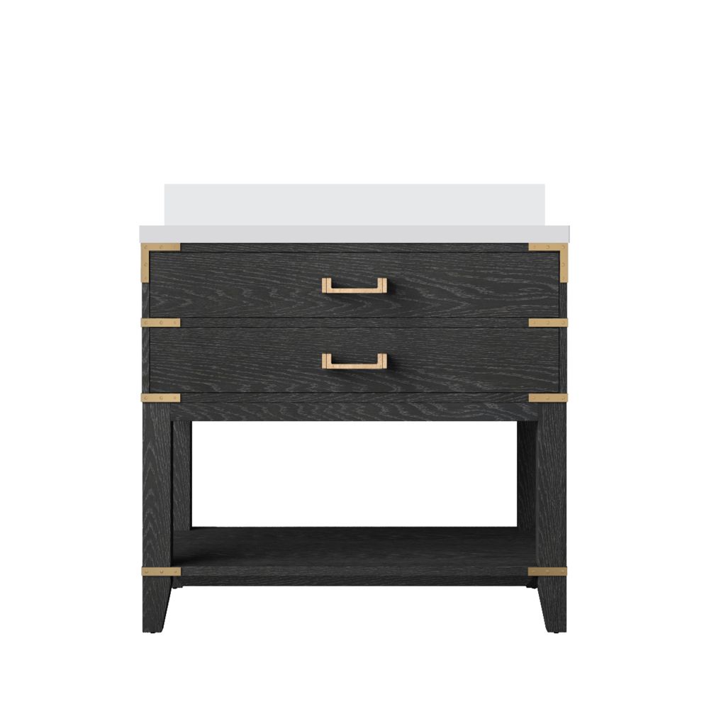 Norwalk 36 in W x 22 in. D Black Oak Single Bath Vanity and White Quartz Top