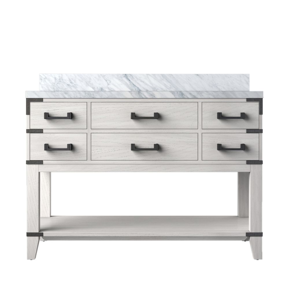 Norwalk 48 in W x 22 in. D White Oak Single Bath Vanity and Carrara Marble Top