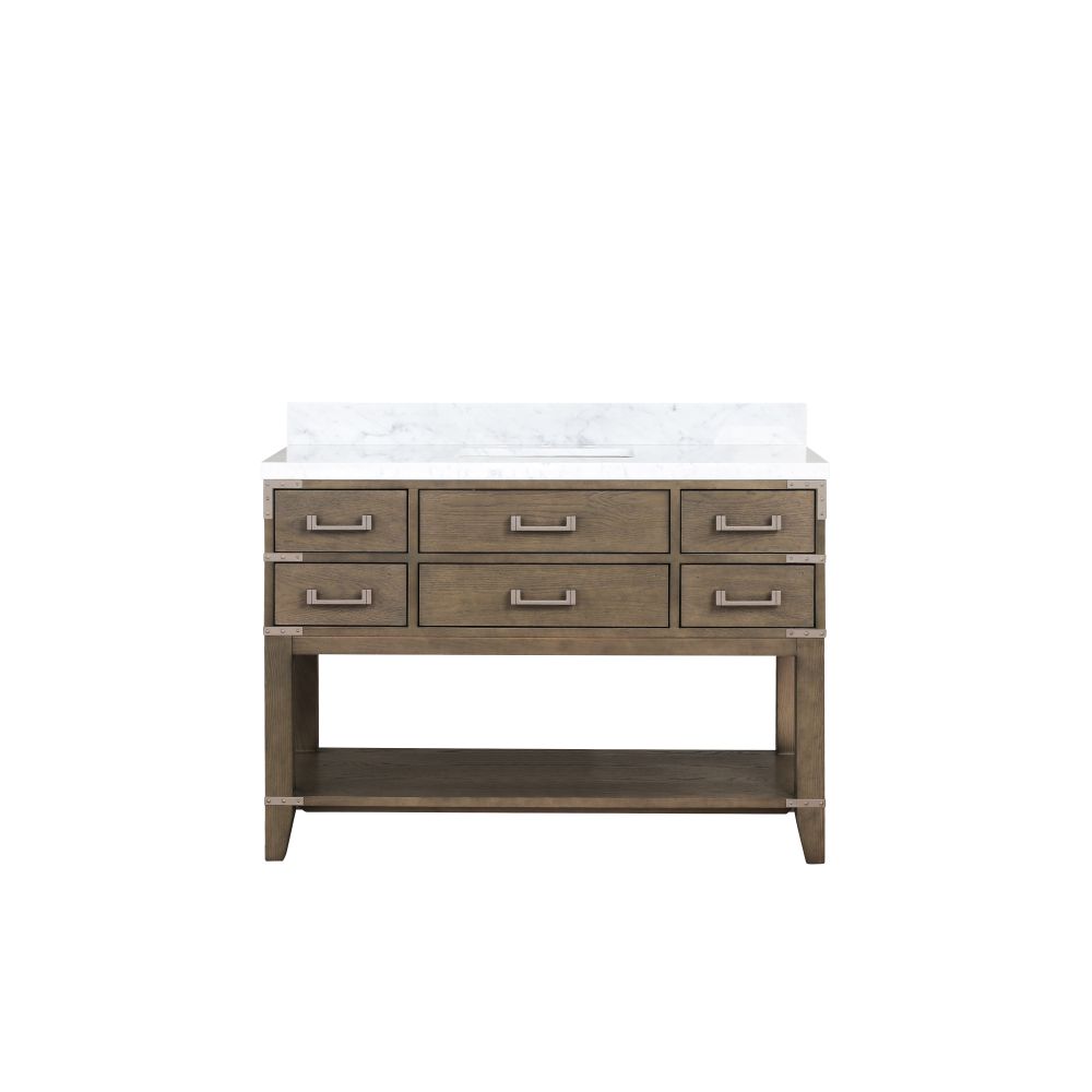 Norwalk 48 in W x 22 in. D Grey Oak Single Bath Vanity and Carrara Marble Top