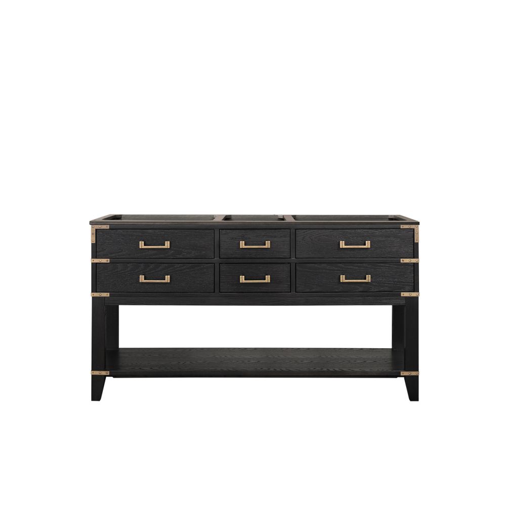 Norwalk 60 in W x 22 in. D Black Oak Double Bath Vanity