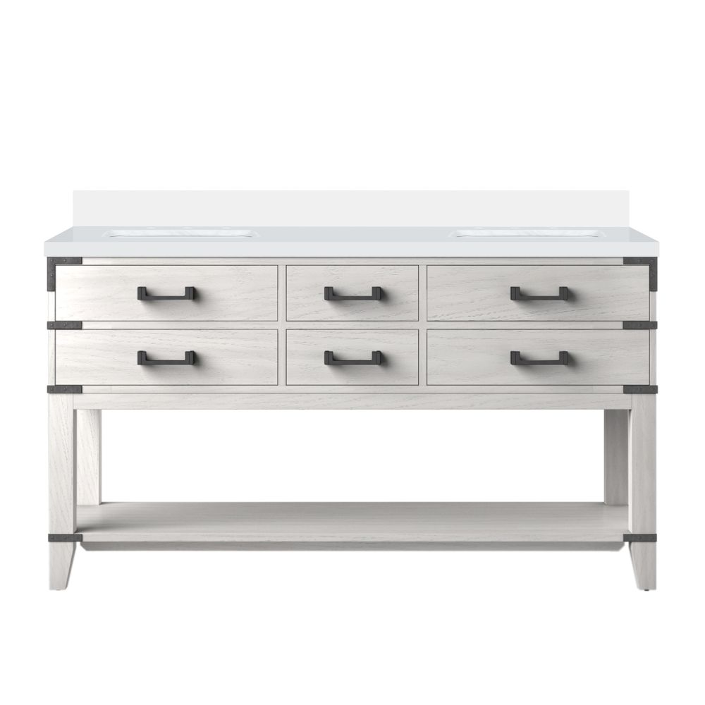 Norwalk 60 in W x 22 in. D White Oak Double Bath Vanity and Cultured Marble Top