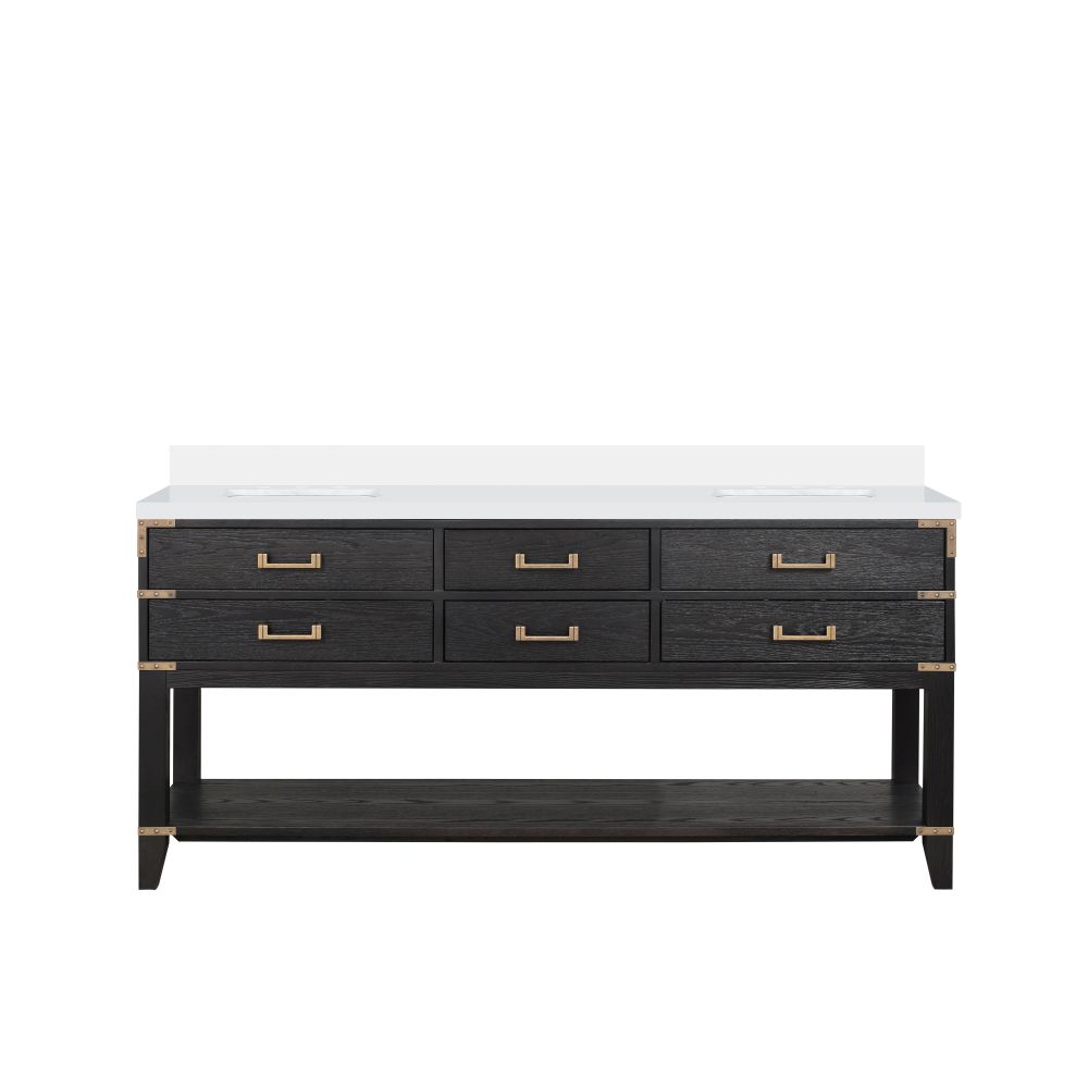 Norwalk 72 in W x 22 in. D Black Oak Double Bath Vanity and Cultured Marble Top