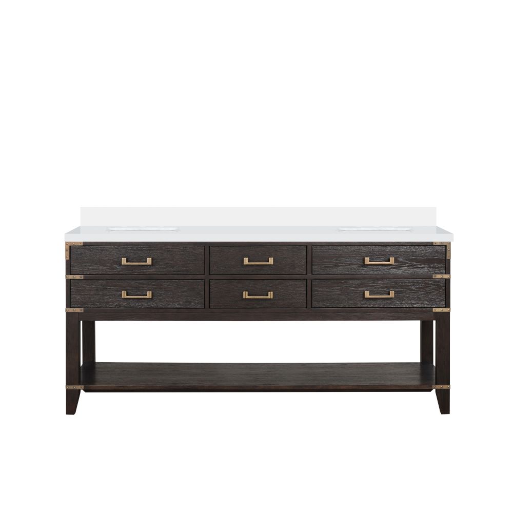 Norwalk 72 in W x 22 in. D Brown Oak Double Bath Vanity and Cultured Marble Top