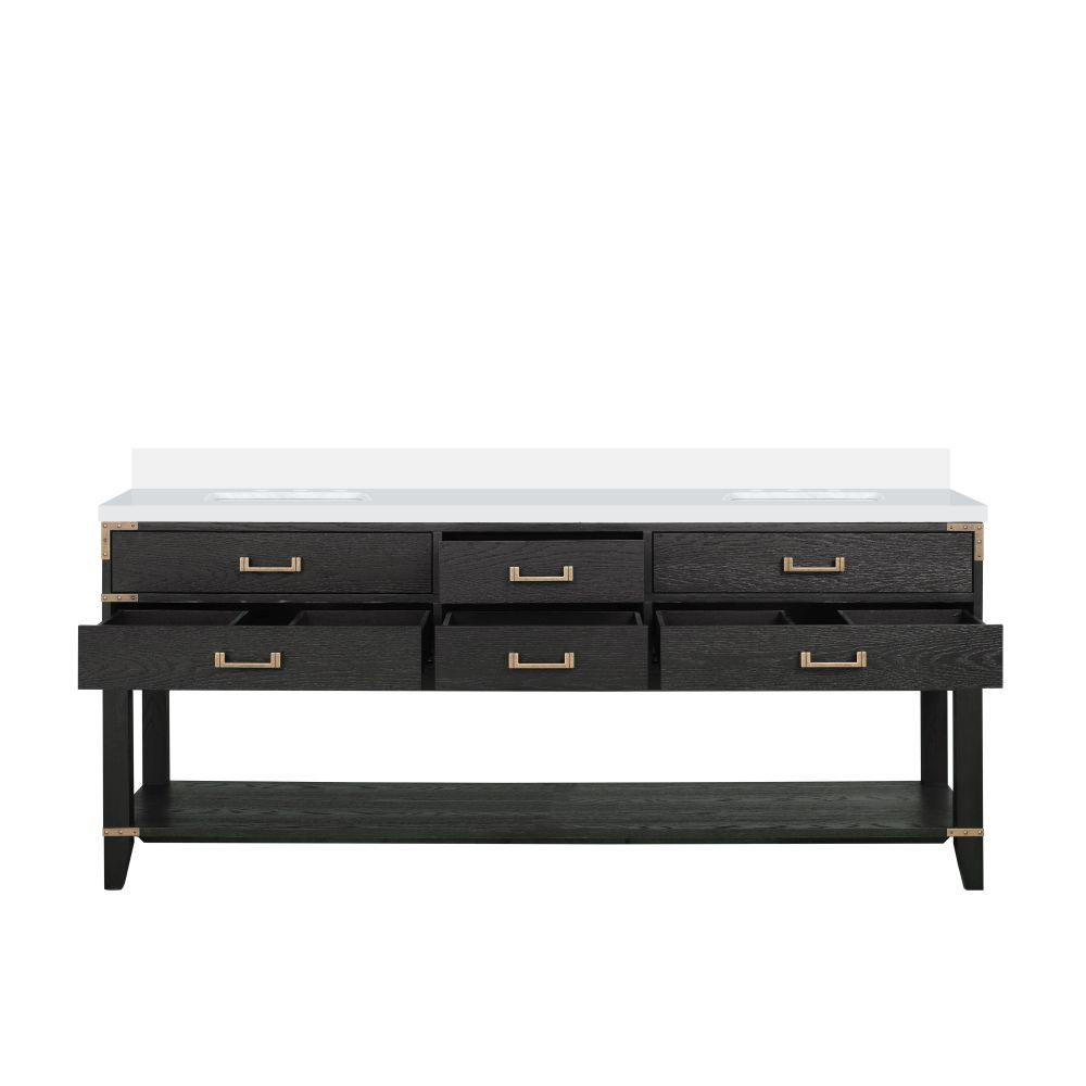 Norwalk 80 in W x 22 in. D Black Oak Double Bath Vanity and Cultured Marble Top