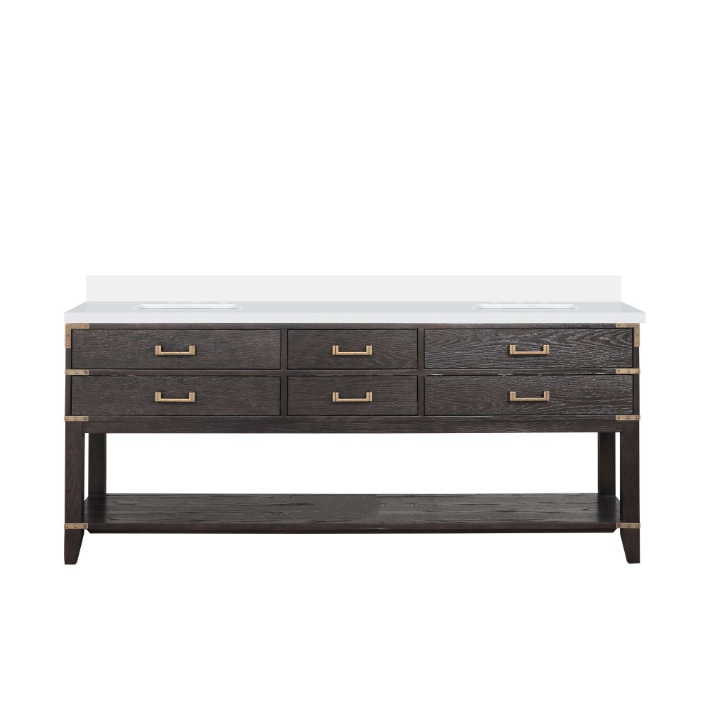 Norwalk 80 in W x 22 in. D Brown Oak Double Bath Vanity and Cultured Marble Top