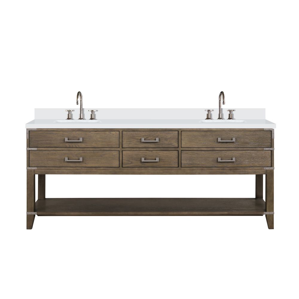 Norwalk 80 in W x 22 in. D Grey Oak Double Bath Vanity, Cultured Marble Top, and Faucet Set