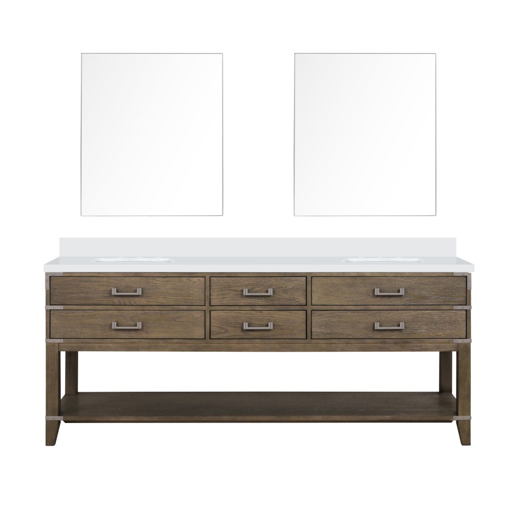 Norwalk 80 in W x 22 in. D Grey Oak Double Bath Vanity, Cultured Marble Top, and 36 in Mirrors