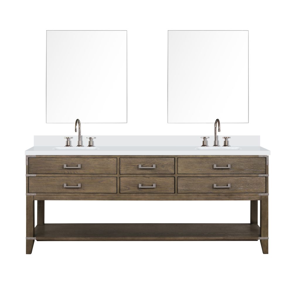 Norwalk 80 in W x 22 in. D Grey Oak Double Bath Vanity, Cultured Marble Top, Faucet Set, and 36 in Mirrors