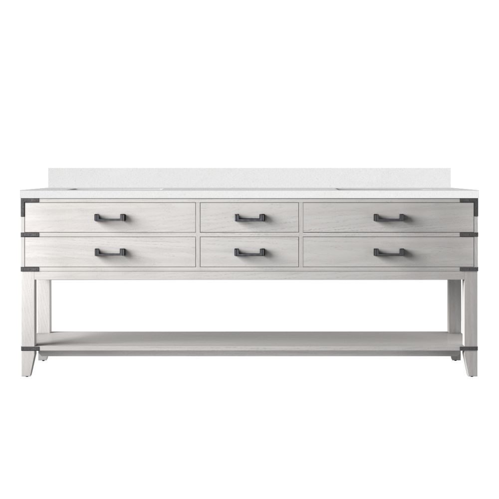 Norwalk 84 in W x 22 in. D White Oak Double Bath Vanity and Cultured Marble Top