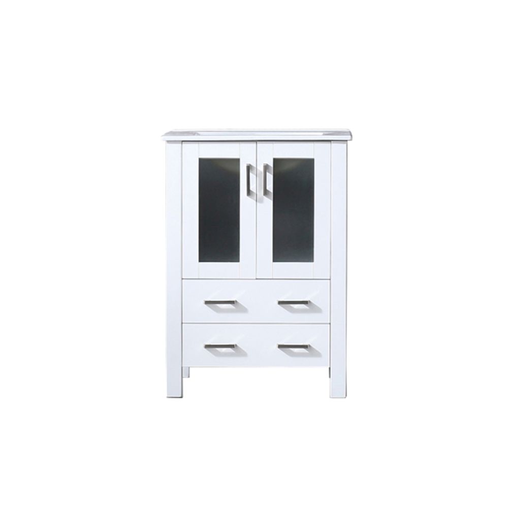 Volez 24 in W x 18.25 in. D White Bath Vanity and White Ceramic Top
