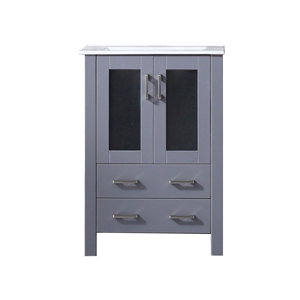 Volez 24 in W x 18.25 in. D Dark Grey Bath Vanity and White Ceramic Top