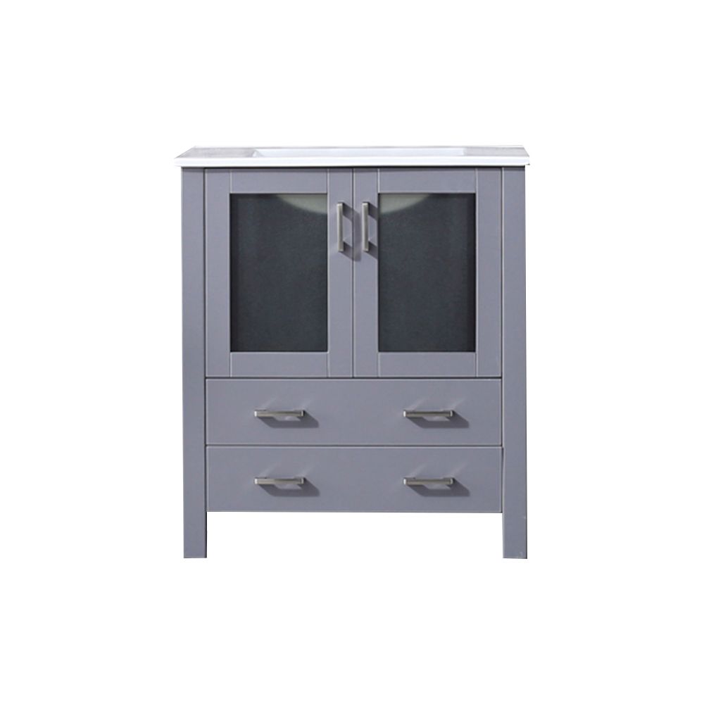 Volez 30 in W x 18.25 in. D Dark Grey Bath Vanity and White Ceramic Top