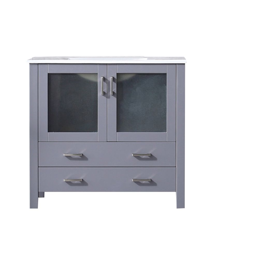 Volez 36 in W x 18.25 in. D Dark Grey Bath Vanity and White Ceramic Top