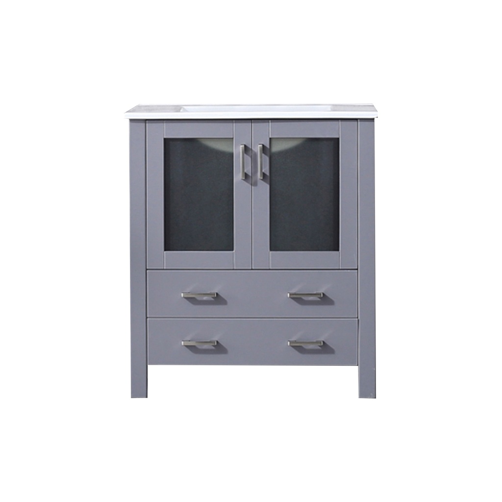 Volez 30 in W x 18.25 in. D Dark Grey Bath Vanity and White Ceramic Top