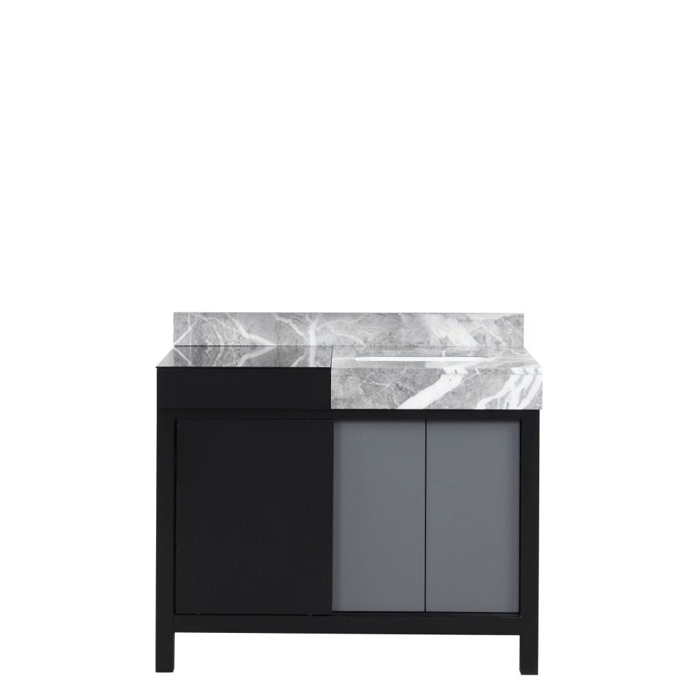 Zilara 42 in W x 22 in. D Black and Grey Bath Vanity and Castle Grey Marble Top
