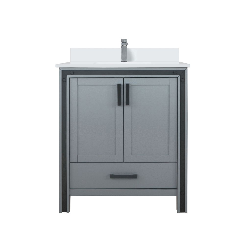 Ziva 30 in W x 22 in. D Dark Grey Bath Vanity, White Quartz Top and Faucet Set