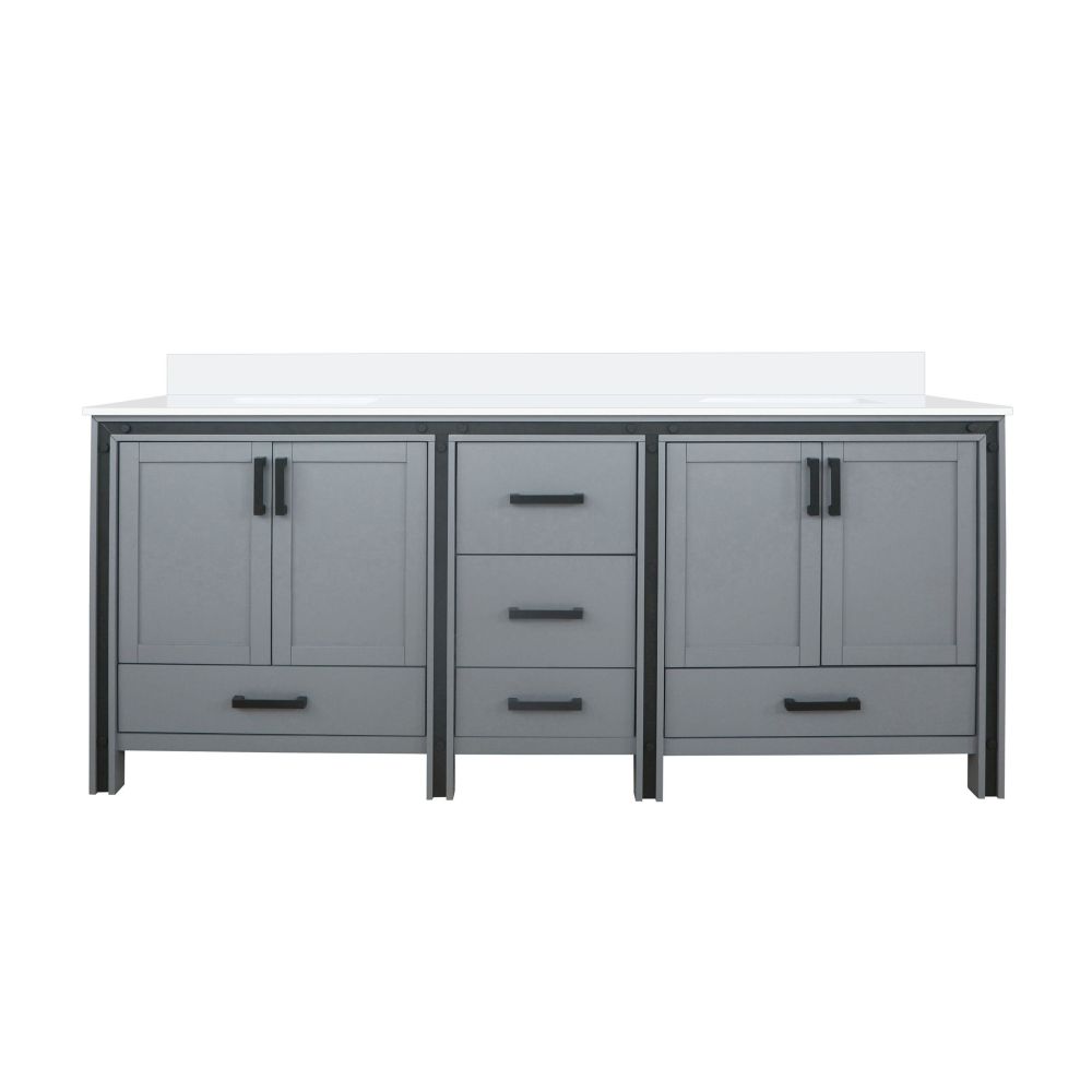 Ziva 80 in W x 22 in. D Dark Grey Double Bath Vanity and White Quartz Top