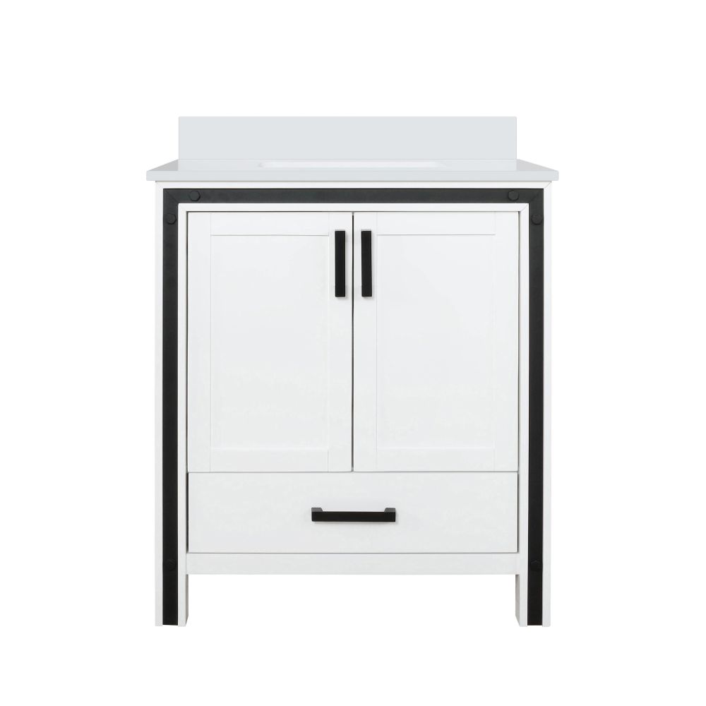 Ziva 30 in W x 22 in. D White Bath Vanity and Cultured Marble Top