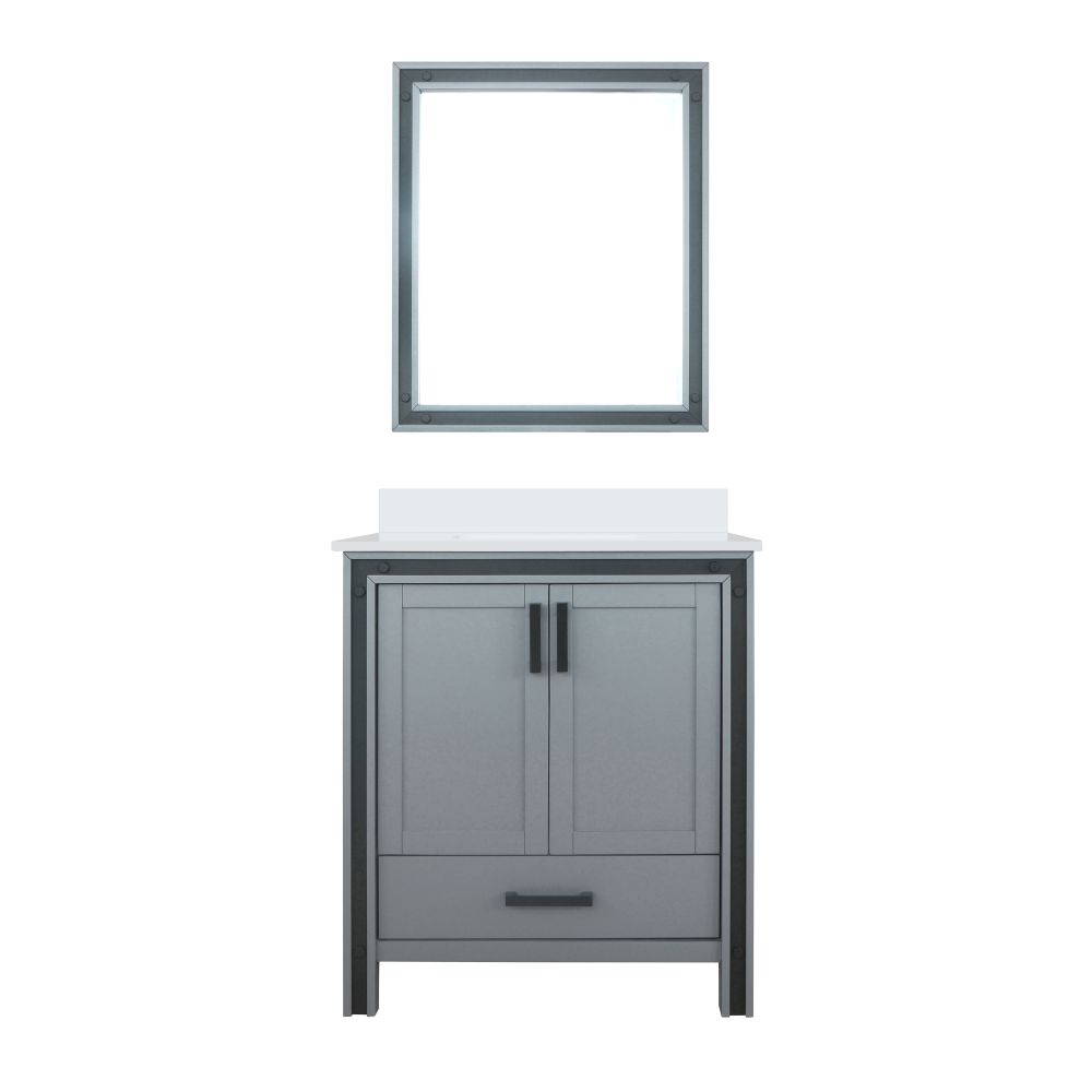 Ziva 30 in W x 22 in. D Dark Grey Bath Vanity, Cultured Marble Top and 28 in Mirror