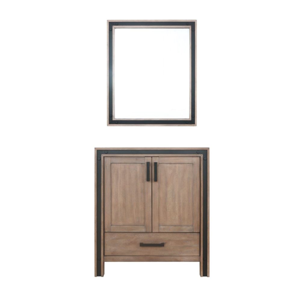 Ziva 30 in W x 22 in. D Rustic Barnwood Bath Vanity and 28 in Mirror