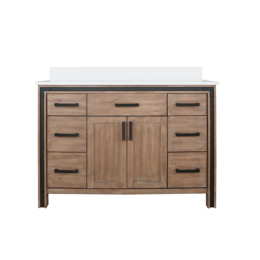 Ziva 48 in W x 22 in. D Rustic Barnwood Bath Vanity and Cultured Marble Top