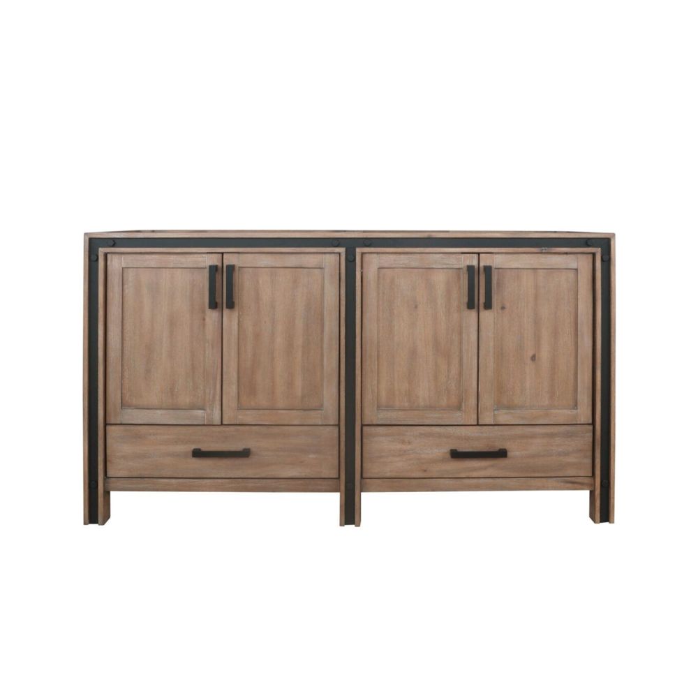 Ziva 60 in W x 22 in. D Rustic Barnwood Double Bath Vanity