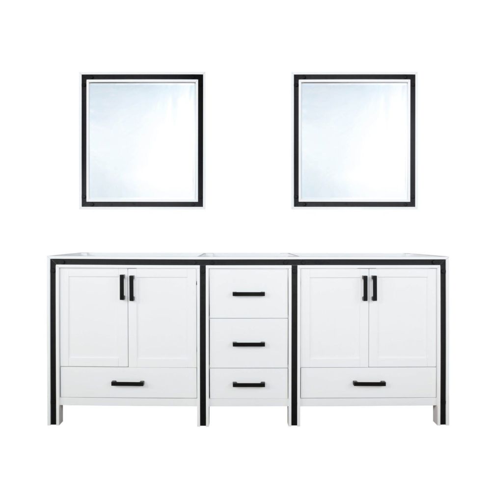 Ziva 72 in W x 22 in. D White Double Bath Vanity and 30 in Mirrors