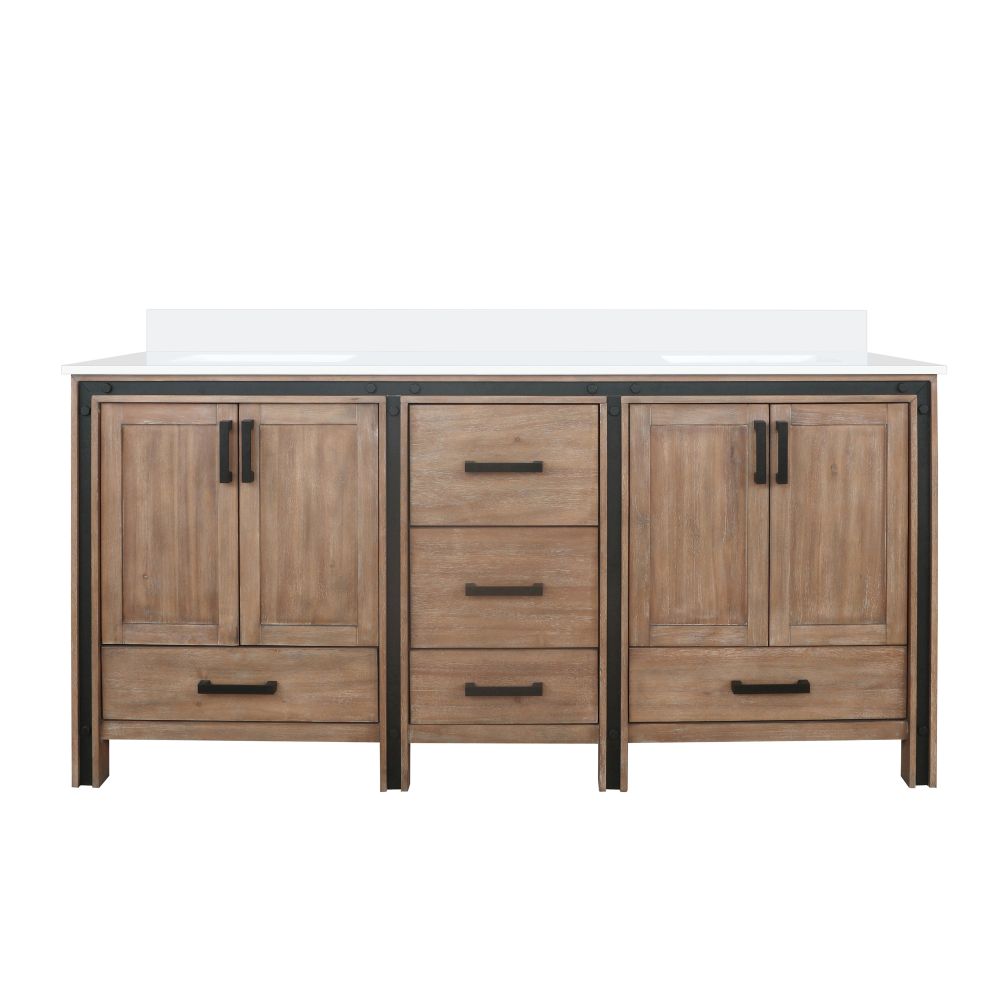 Ziva 72 in W x 22 in. D Rustic Barnwood Double Bath Vanity and Cultured Marble Top