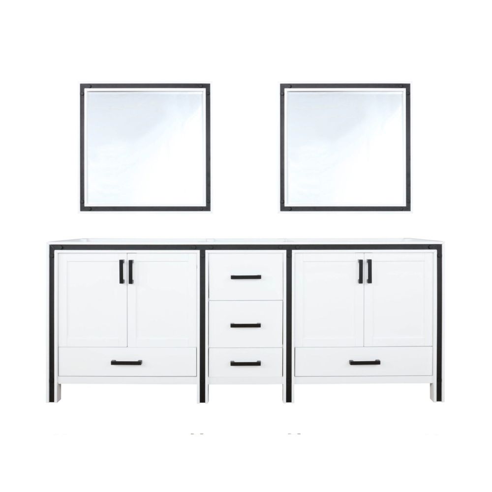 Ziva 80 in W x 22 in. D White Double Bath Vanity and 30 in Mirrors