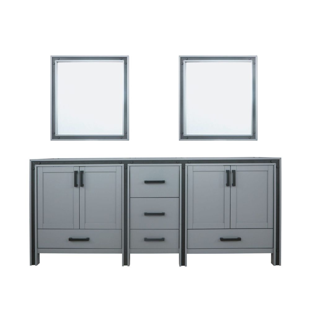 Ziva 80 in W x 22 in. D Dark Grey Double Bath Vanity and 30 in Mirrors